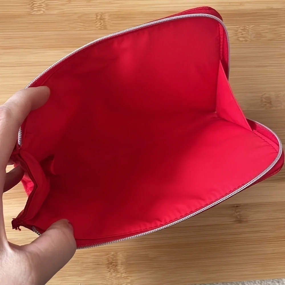 Brand New Dior Red Zippered Beauty Pouch 100% Recycled Materials in Box